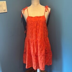 Altar'd State Vibrant Orange Eyelet Dress
